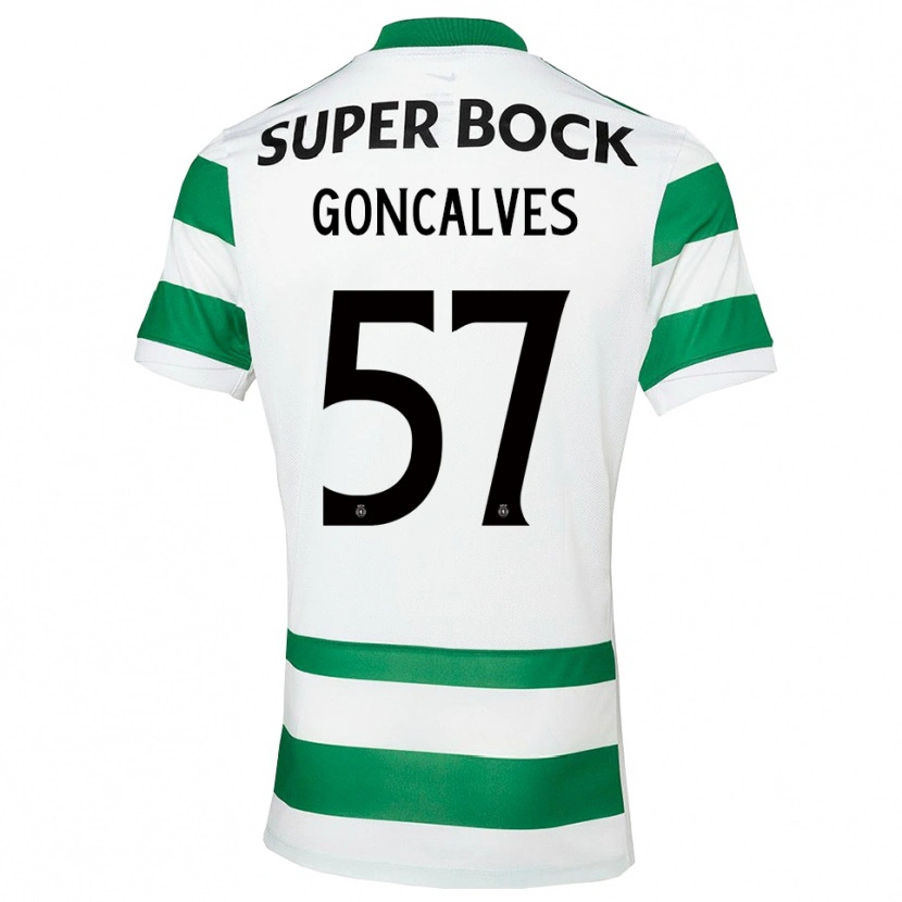 Danxen Dzieci Inês Gonçalves #57 Zielono-Biały Domowa Koszulka 2025/26 Koszulki Klubowe