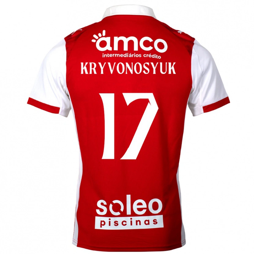 Danxen Dzieci Leonardo Kryvonosyuk #17 Czerwono-Biały Domowa Koszulka 2025/26 Koszulki Klubowe