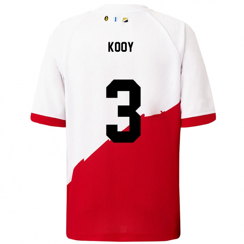 Danxen Dzieci Wessel Kooy #3 Biało-Czerwony Domowa Koszulka 2025/26 Koszulki Klubowe