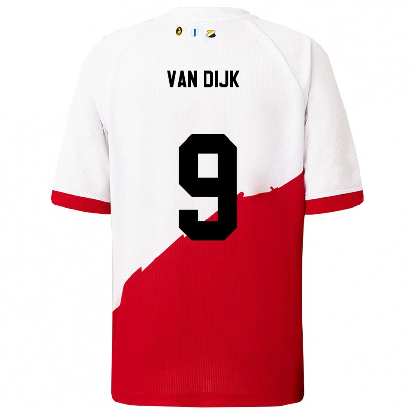 Danxen Dzieci Bright Van Dijk #9 Biało-Czerwony Domowa Koszulka 2025/26 Koszulki Klubowe