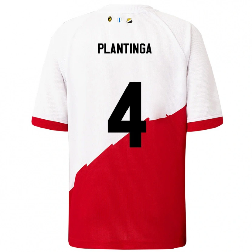Danxen Dzieci Viggo Plantinga #4 Biało-Czerwony Domowa Koszulka 2025/26 Koszulki Klubowe