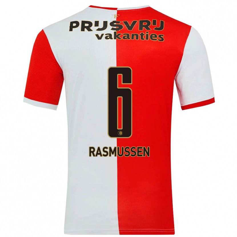 Danxen Dzieci Jacob Rasmussen #6 Czerwono-Biały Domowa Koszulka 2025/26 Koszulki Klubowe