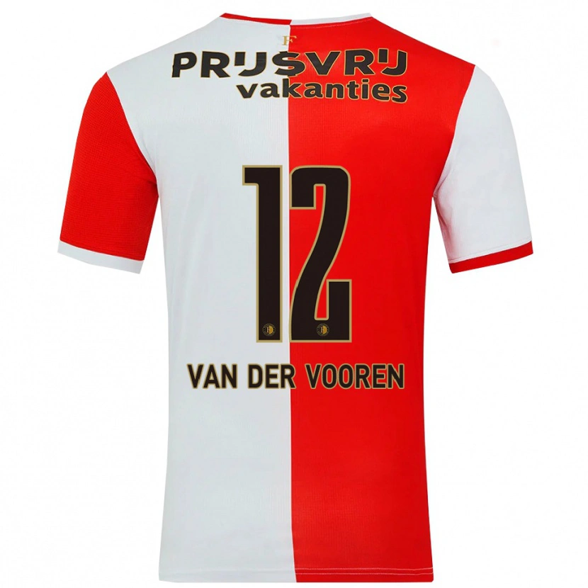 Danxen Dzieci Remy Van Der Vooren #12 Czerwono-Biały Domowa Koszulka 2025/26 Koszulki Klubowe