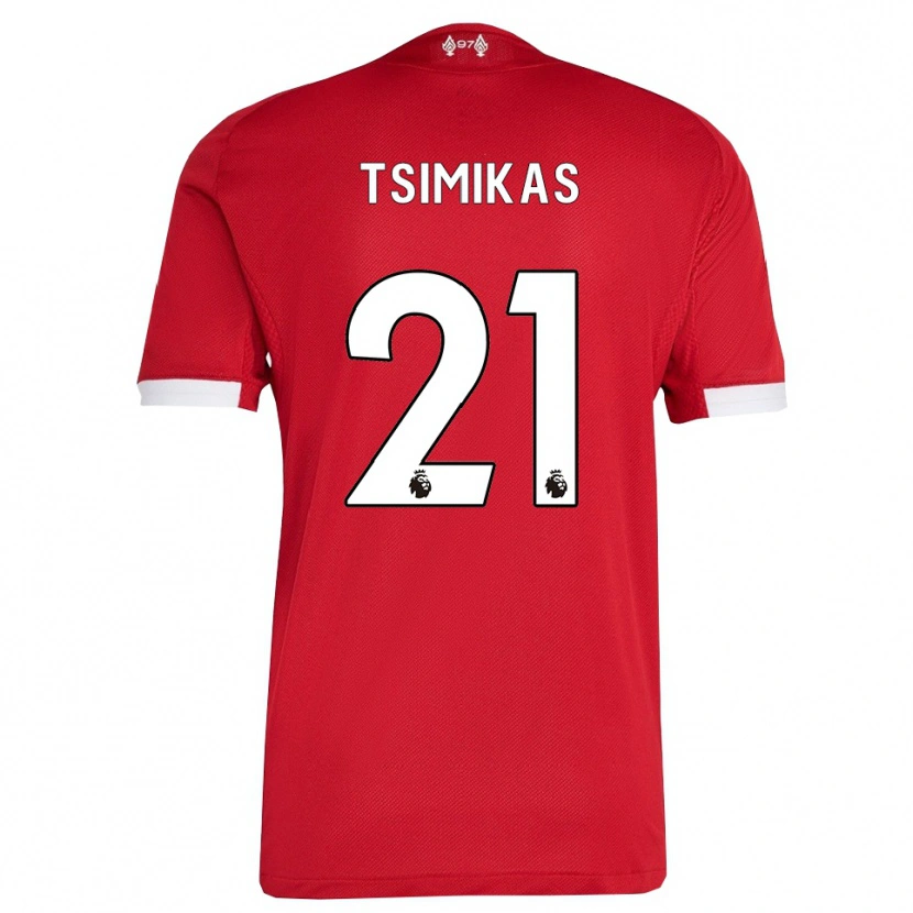 Danxen Dzieci Konstantinos Tsimikas #21 Czerwono-Biały Domowa Koszulka 2025/26 Koszulki Klubowe