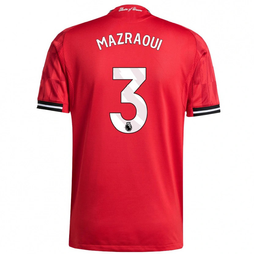 Danxen Dzieci Noussair Mazraoui #3 Czerwono-Czarno-Biały Domowa Koszulka 2025/26 Koszulki Klubowe