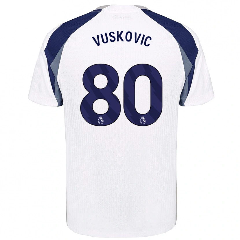 Danxen Dzieci Luka Vuskovic #80 Biało-Granatowy Domowa Koszulka 2025/26 Koszulki Klubowe