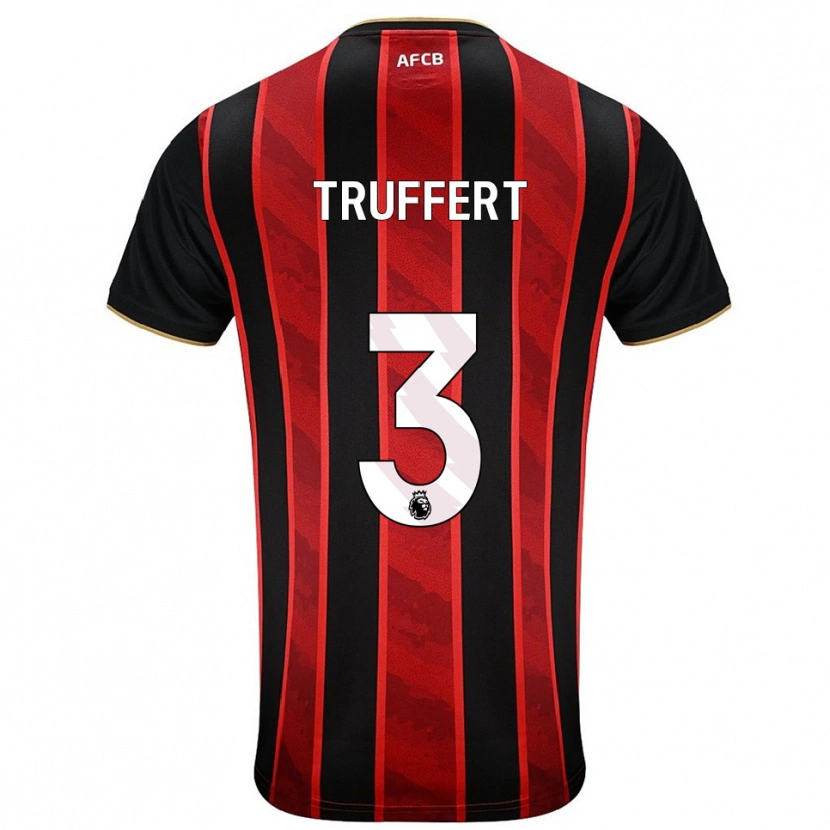 Danxen Dzieci Adrien Truffert #3 Czerwono-Czarny Domowa Koszulka 2025/26 Koszulki Klubowe