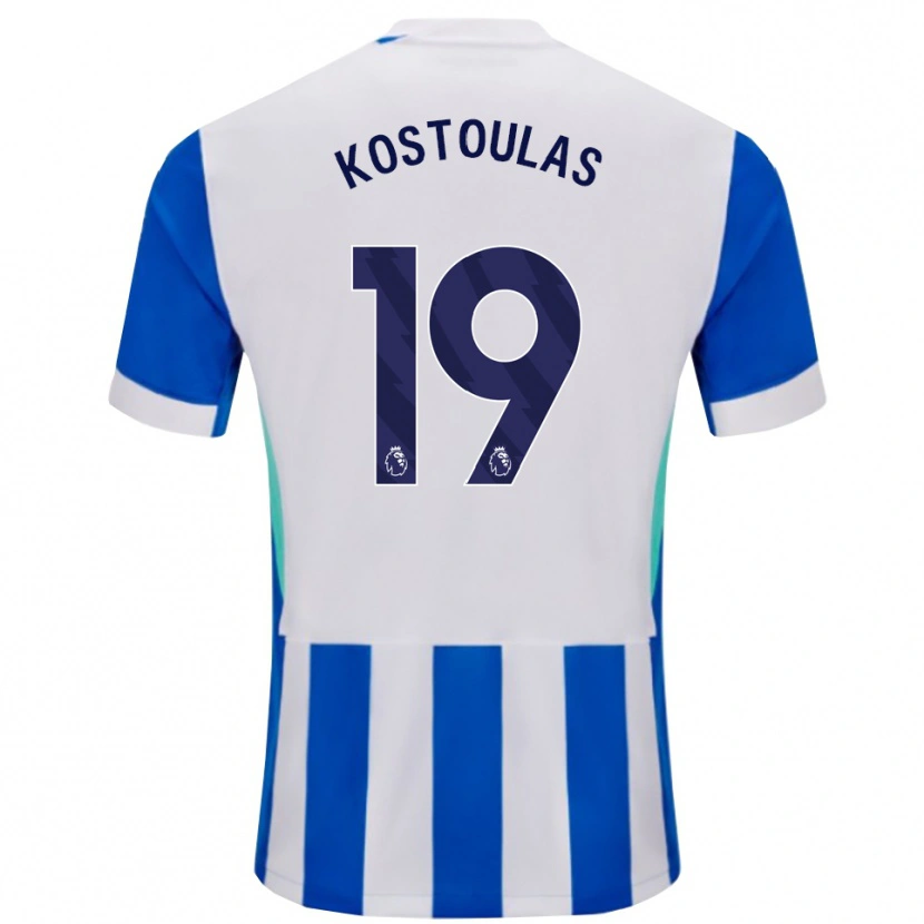Danxen Dzieci Charalampos Kostoulas #19 Niebiesko-Biały Domowa Koszulka 2025/26 Koszulki Klubowe