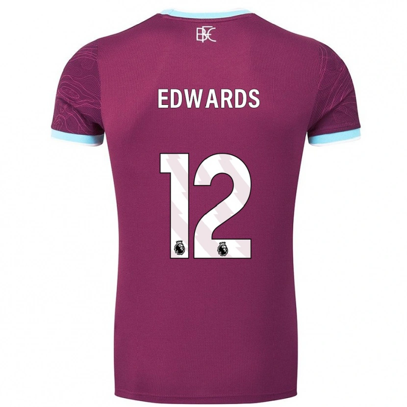 Danxen Dzieci Connor Edwards #12 Burgundowo-Błękitny Domowa Koszulka 2025/26 Koszulki Klubowe