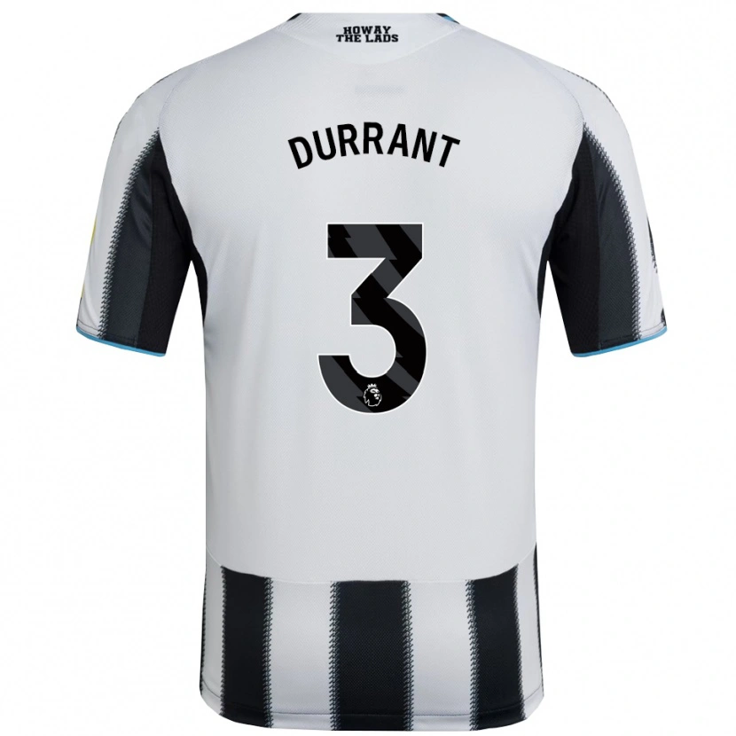 Danxen Dzieci Jake Durrant #3 Czarno-Biały Domowa Koszulka 2025/26 Koszulki Klubowe