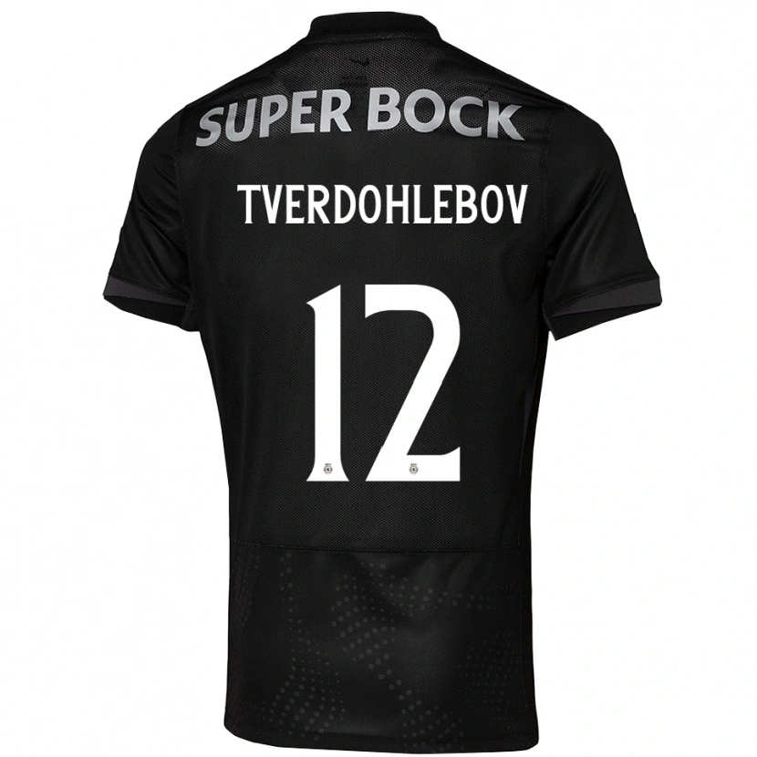 Danxen Dzieci Alex Tverdohlebov #12 Czarno-Biały Wyjazdowa Koszulka 2025/26 Koszulki Klubowe