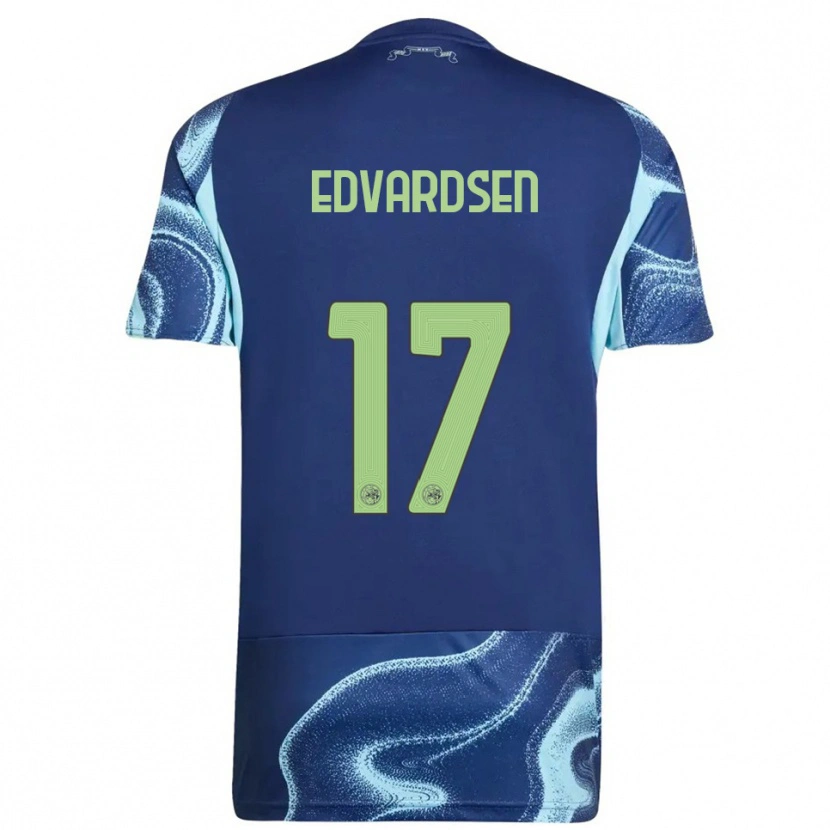 Danxen Dzieci Oliver Edvardsen #17 Granatowo-Błękitny Wyjazdowa Koszulka 2025/26 Koszulki Klubowe