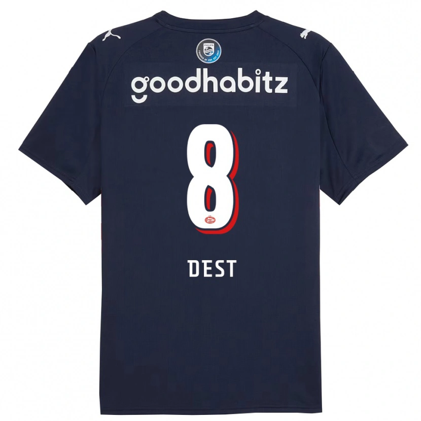 Danxen Dzieci Sergiño Dest #8 Granatowo-Biały Wyjazdowa Koszulka 2025/26 Koszulki Klubowe