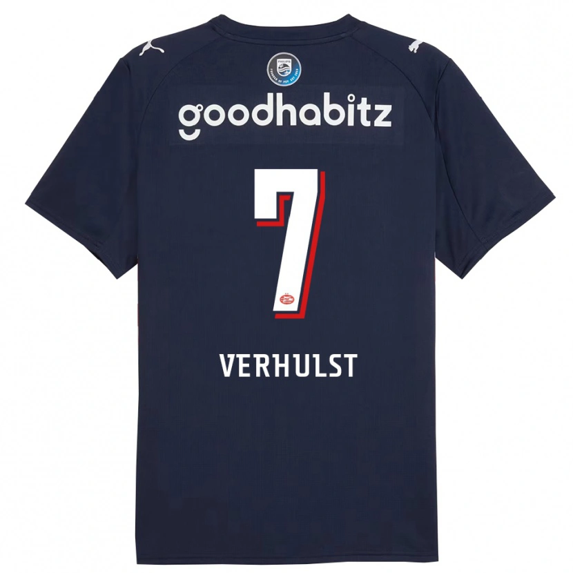 Danxen Dzieci Gino Verhulst #7 Granatowo-Biały Wyjazdowa Koszulka 2025/26 Koszulki Klubowe