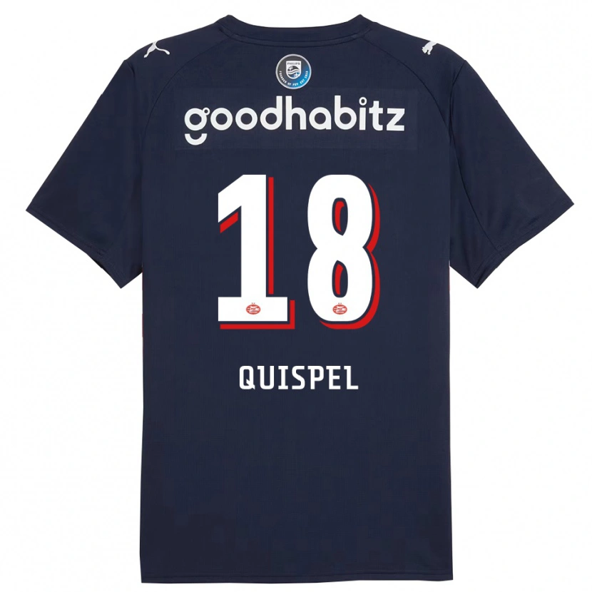Danxen Dzieci Peter Quispel #18 Granatowo-Biały Wyjazdowa Koszulka 2025/26 Koszulki Klubowe