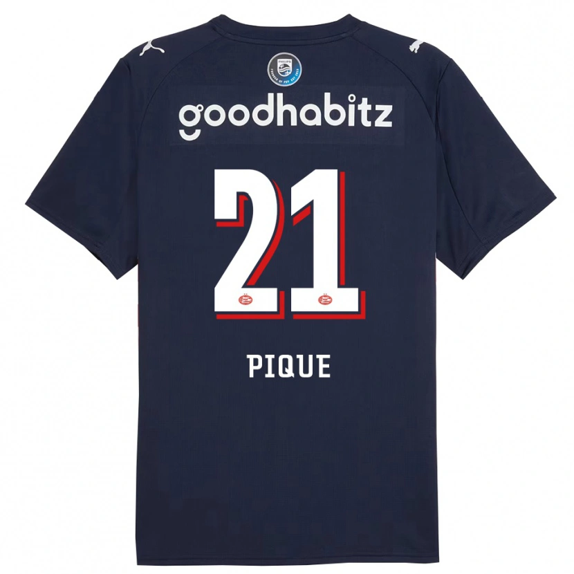 Danxen Dzieci Naomi Piqué #21 Granatowo-Biały Wyjazdowa Koszulka 2025/26 Koszulki Klubowe