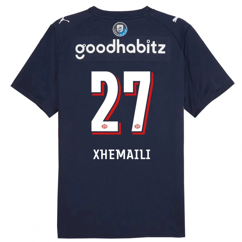 Danxen Dzieci Riola Xhemaili #27 Granatowo-Biały Wyjazdowa Koszulka 2025/26 Koszulki Klubowe