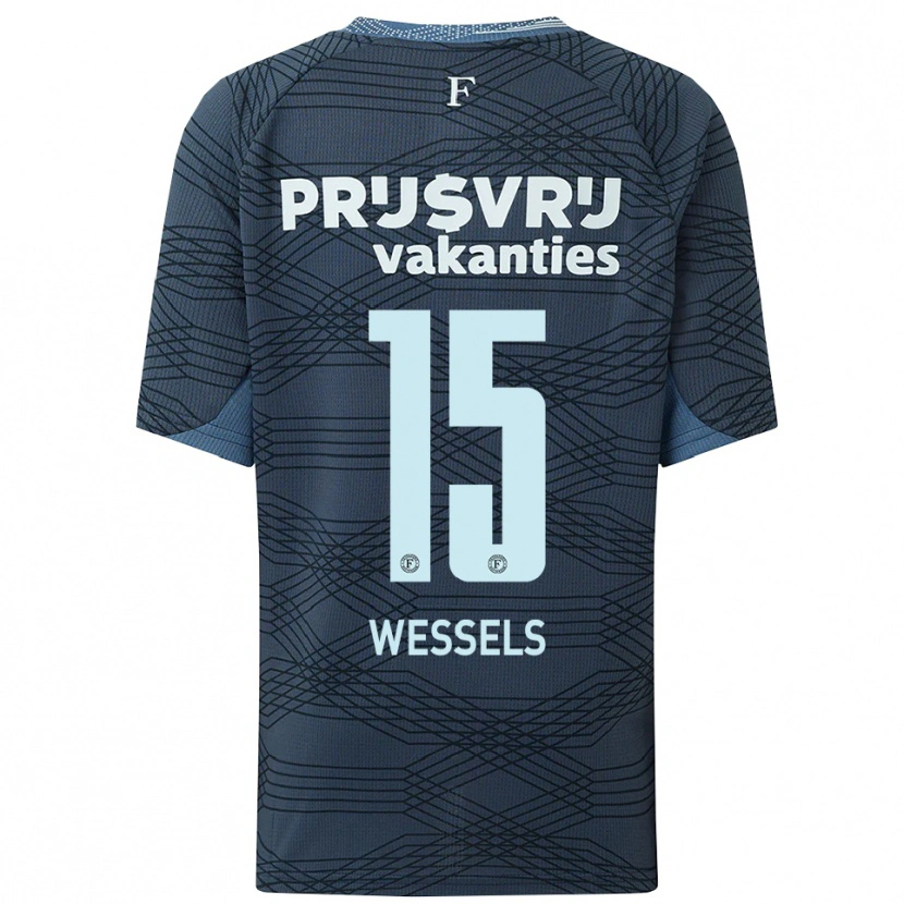 Danxen Dzieci Tijme Wessels #15 Czarno-Szary Wyjazdowa Koszulka 2025/26 Koszulki Klubowe