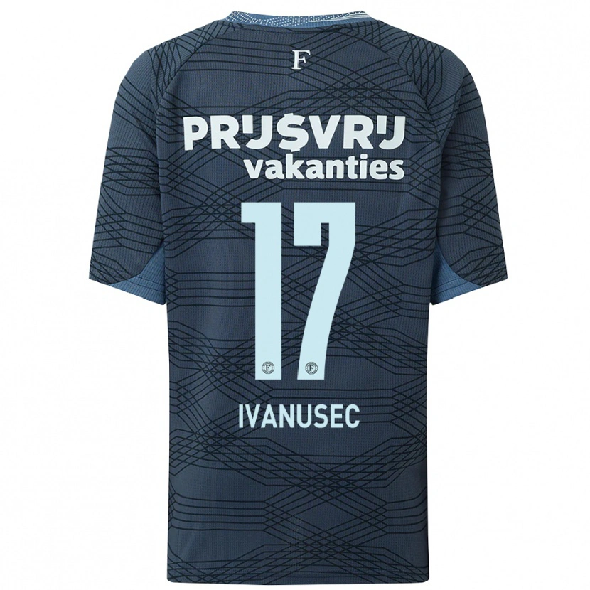 Danxen Dzieci Luka Ivanusec #17 Czarno-Szary Wyjazdowa Koszulka 2025/26 Koszulki Klubowe