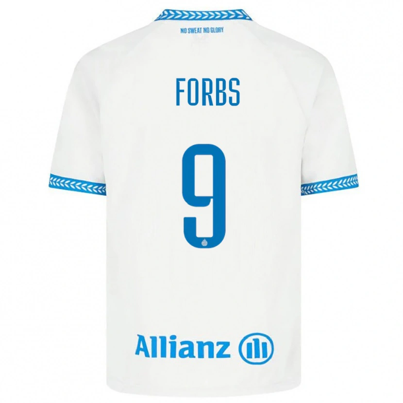 Danxen Dzieci Carlos Forbs #9 Niebiesko-Biały Wyjazdowa Koszulka 2025/26 Koszulki Klubowe