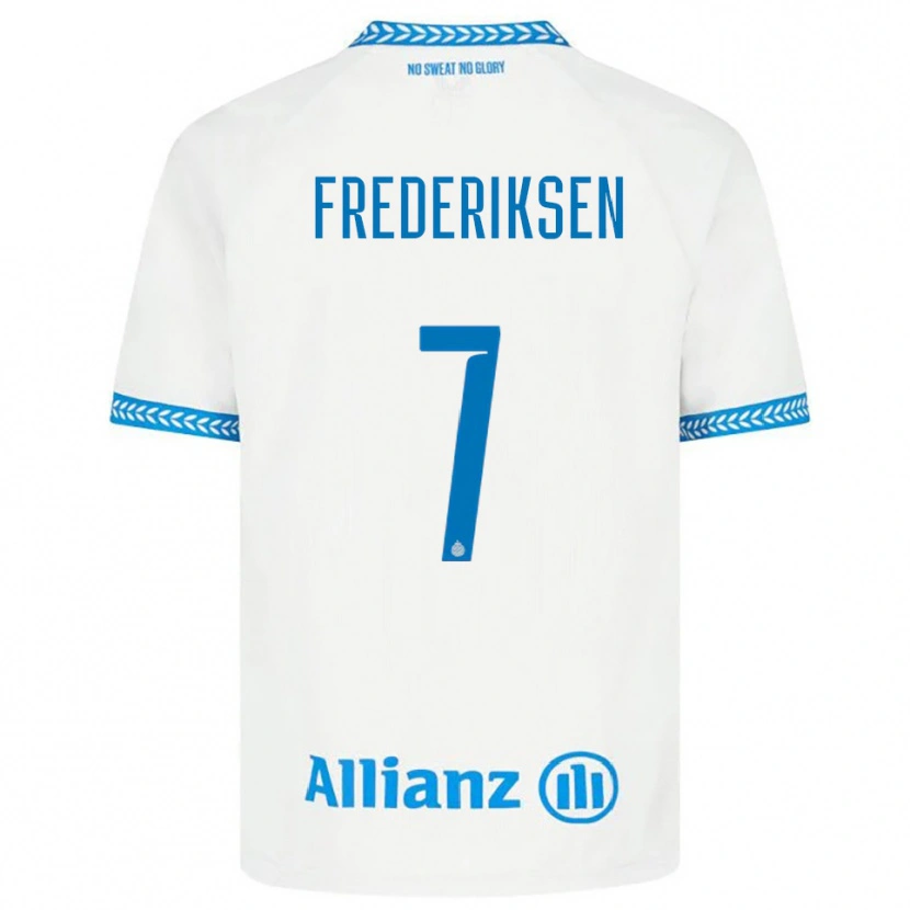 Danxen Dzieci Rebekka Frederiksen #7 Niebiesko-Biały Wyjazdowa Koszulka 2025/26 Koszulki Klubowe