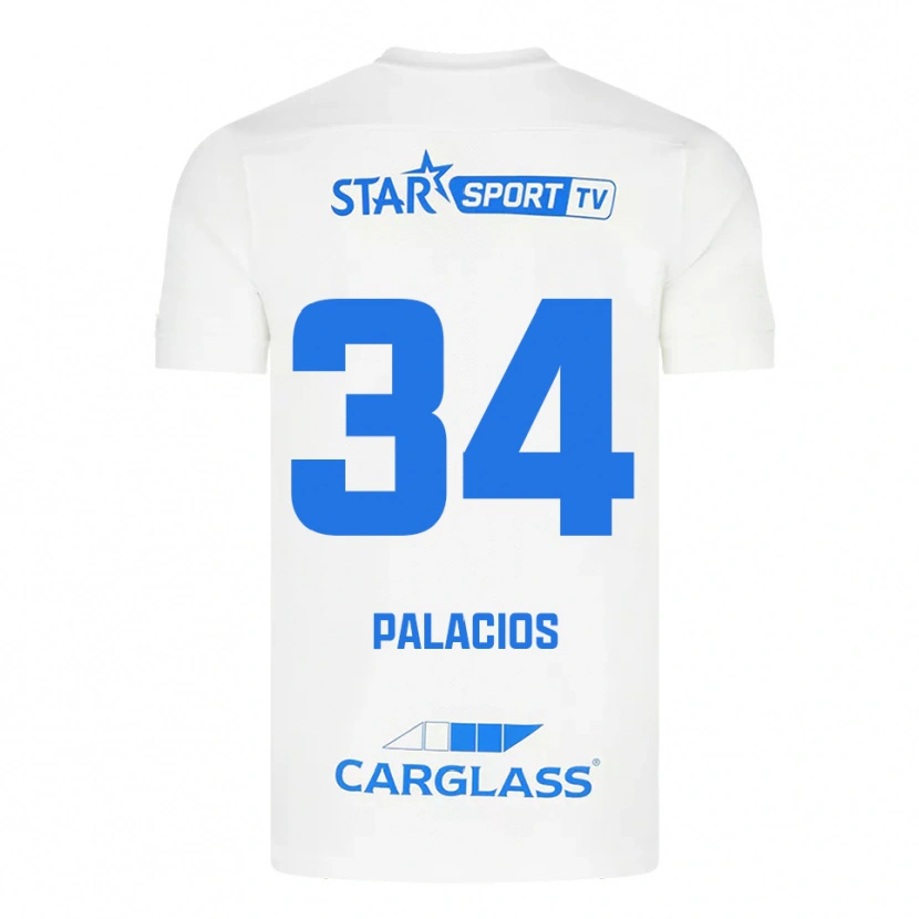 Danxen Dzieci Adrián Palacios #34 Biało-Niebieski Wyjazdowa Koszulka 2025/26 Koszulki Klubowe