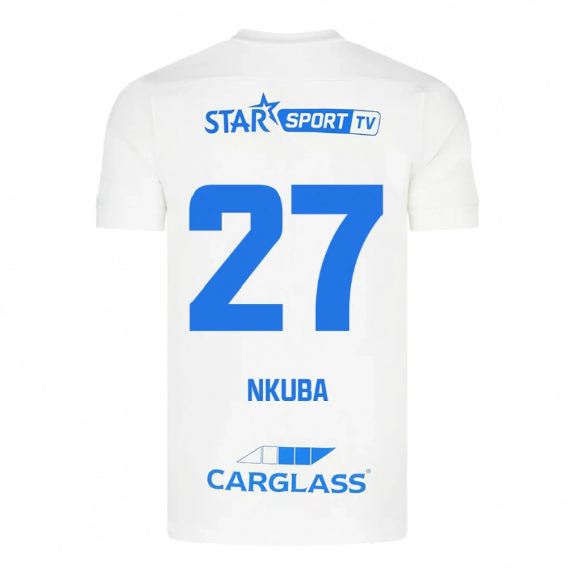 Danxen Dzieci Ken Nkuba #27 Biało-Niebieski Wyjazdowa Koszulka 2025/26 Koszulki Klubowe