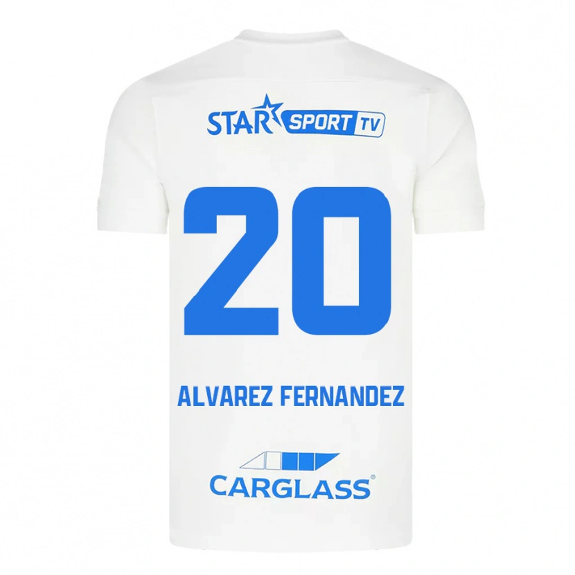 Danxen Dzieci Loïc Alvarez Fernandez #20 Biało-Niebieski Wyjazdowa Koszulka 2025/26 Koszulki Klubowe