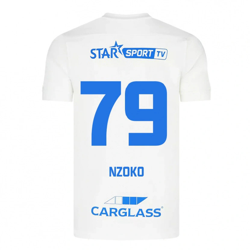 Danxen Dzieci Djoully Nzoko #79 Biało-Niebieski Wyjazdowa Koszulka 2025/26 Koszulki Klubowe