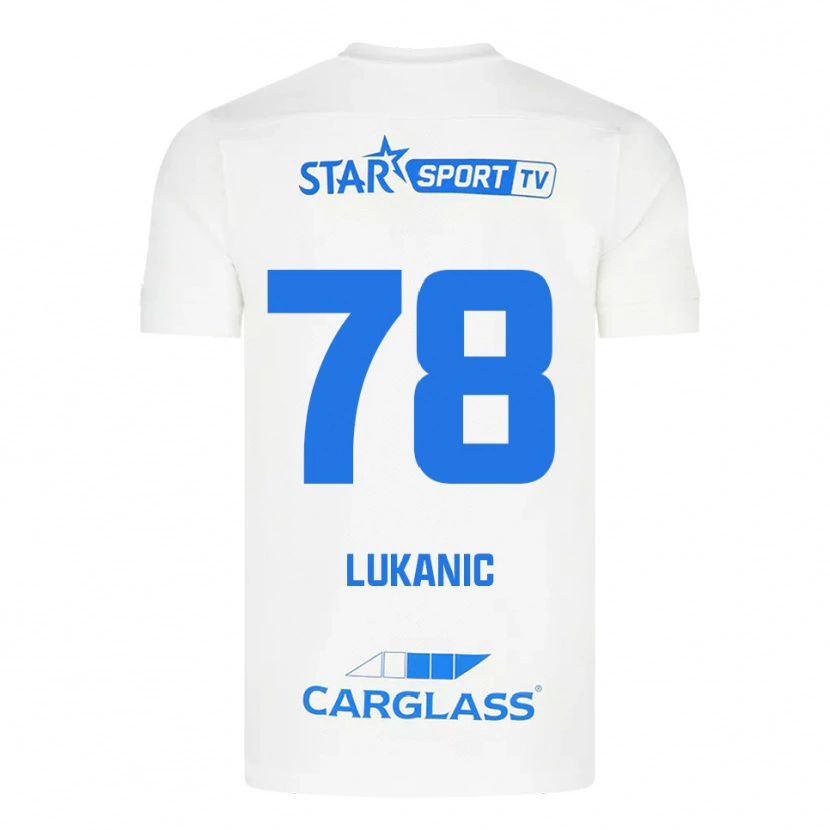 Danxen Dzieci Luka Lukanic #78 Biało-Niebieski Wyjazdowa Koszulka 2025/26 Koszulki Klubowe