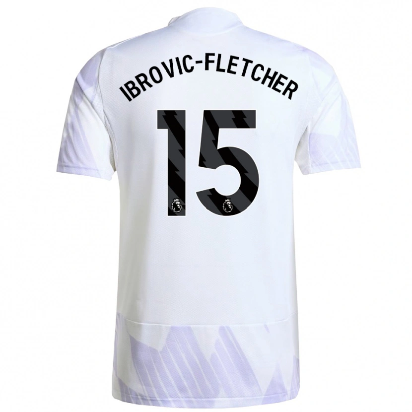 Danxen Dzieci Edward Ibrovic-Fletcher #15 Biało-Fioletowo-Fioletowy Wyjazdowa Koszulka 2025/26 Koszulki Klubowe