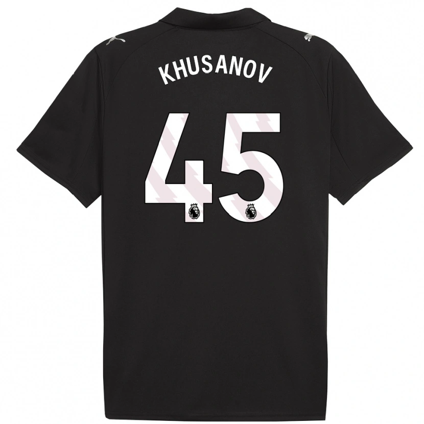 Danxen Dzieci Abdukodir Khusanov #45 Czarno-Biały Wyjazdowa Koszulka 2025/26 Koszulki Klubowe