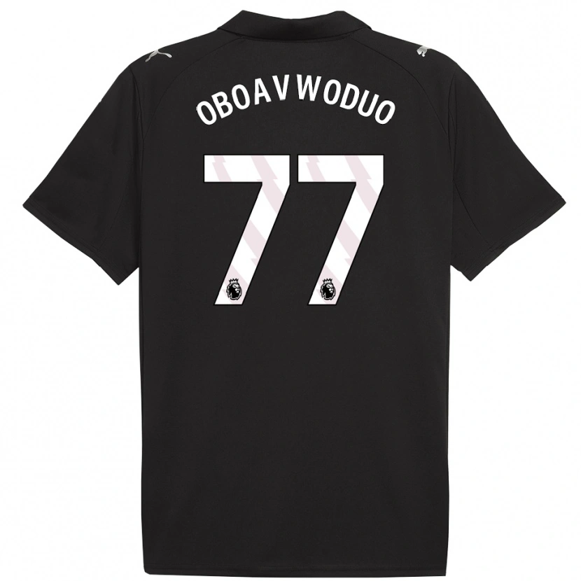 Danxen Dzieci Justin Oboavwoduo #77 Czarno-Biały Wyjazdowa Koszulka 2025/26 Koszulki Klubowe