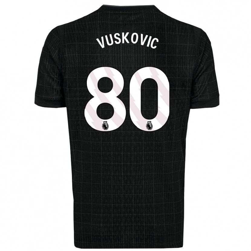 Danxen Dzieci Luka Vuskovic #80 Czarno-Szary Wyjazdowa Koszulka 2025/26 Koszulki Klubowe