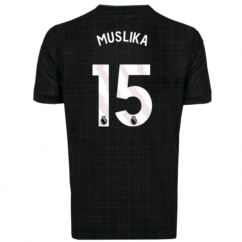 Danxen Dzieci Armend Muslika #15 Czarno-Szary Wyjazdowa Koszulka 2025/26 Koszulki Klubowe