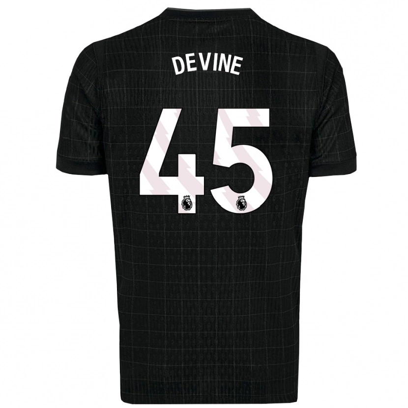 Danxen Dzieci Alfie Devine #45 Czarno-Szary Wyjazdowa Koszulka 2025/26 Koszulki Klubowe