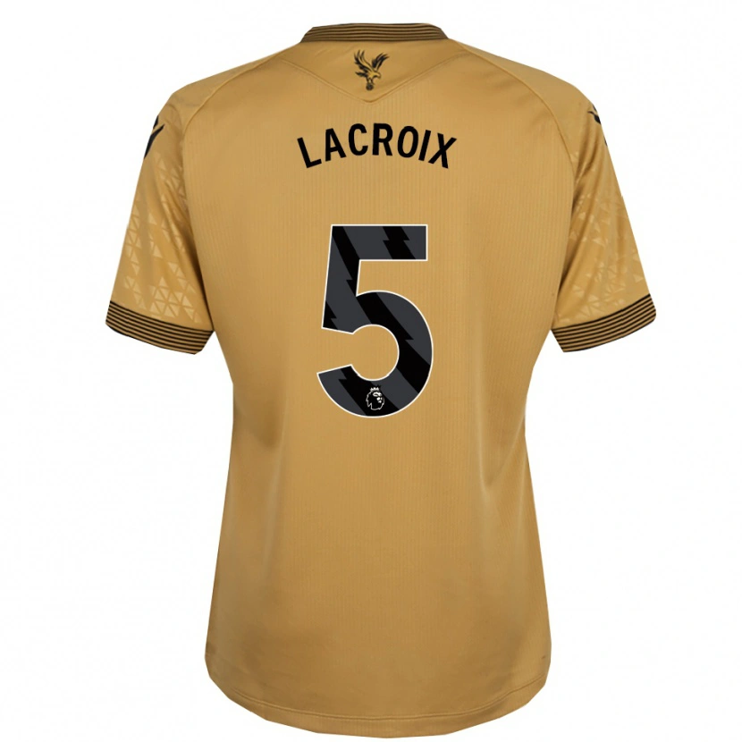 Danxen Dzieci Maxence Lacroix #5 Złoto-Czarny Wyjazdowa Koszulka 2025/26 Koszulki Klubowe