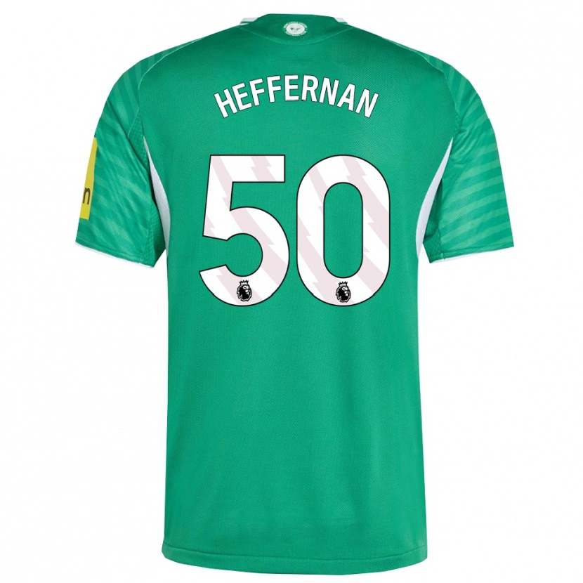 Danxen Dzieci Cathal Heffernan #50 Zielono-Biały Wyjazdowa Koszulka 2025/26 Koszulki Klubowe