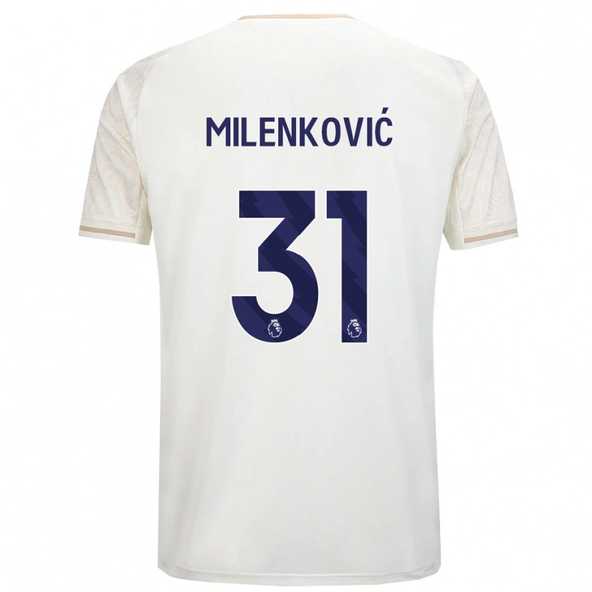 Danxen Dzieci Nikola Milenković #31 Złamana Biel Czarny Wyjazdowa Koszulka 2025/26 Koszulki Klubowe