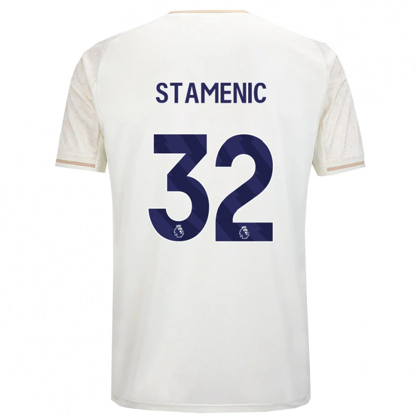 Danxen Dzieci Marko Stamenic #32 Złamana Biel Czarny Wyjazdowa Koszulka 2025/26 Koszulki Klubowe
