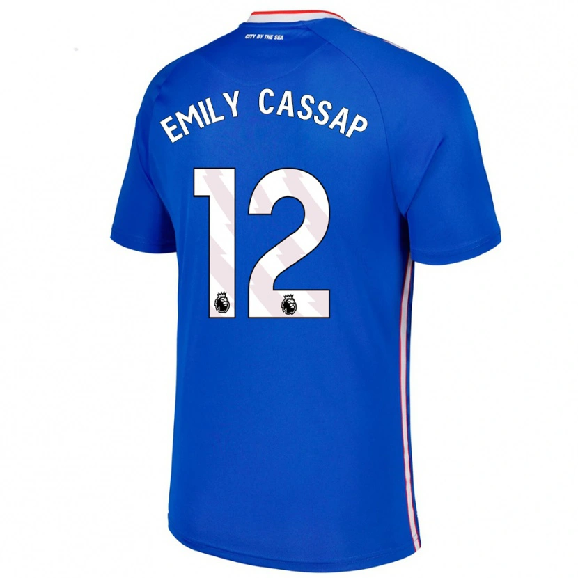 Danxen Dzieci Emily Cassap #12 Niebiesko-Biały Wyjazdowa Koszulka 2025/26 Koszulki Klubowe
