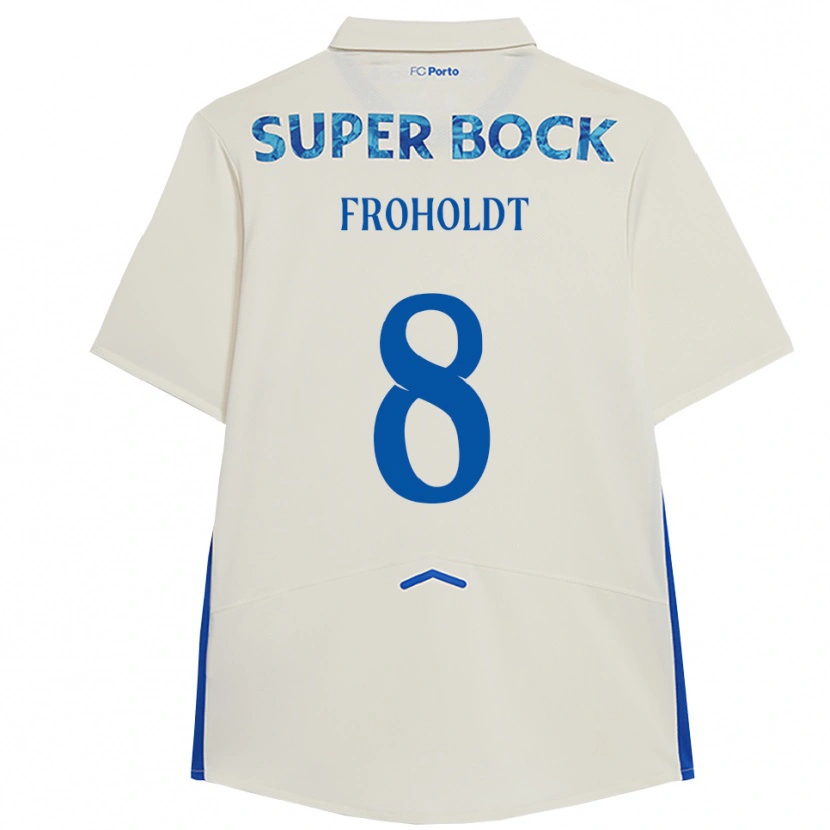 Danxen Dzieci Victor Froholdt #8 Biało-Niebieski Trzeci Komplet Koszulka 2025/26 Koszulki Klubowe