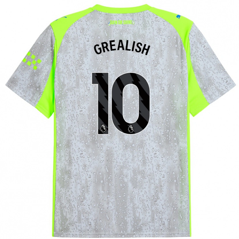 Danxen Dzieci Jack Grealish #10 Szaro-Żółty Trzeci Komplet Koszulka 2025/26 Koszulki Klubowe