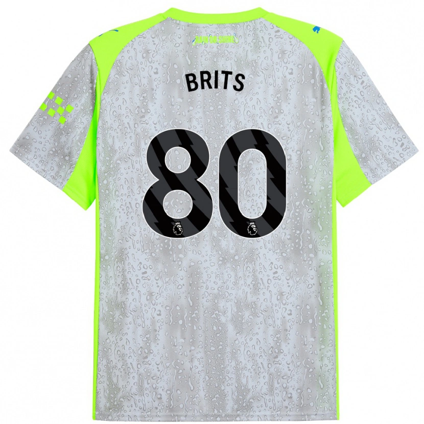Danxen Dzieci Spike Brits #80 Szaro-Żółty Trzeci Komplet Koszulka 2025/26 Koszulki Klubowe