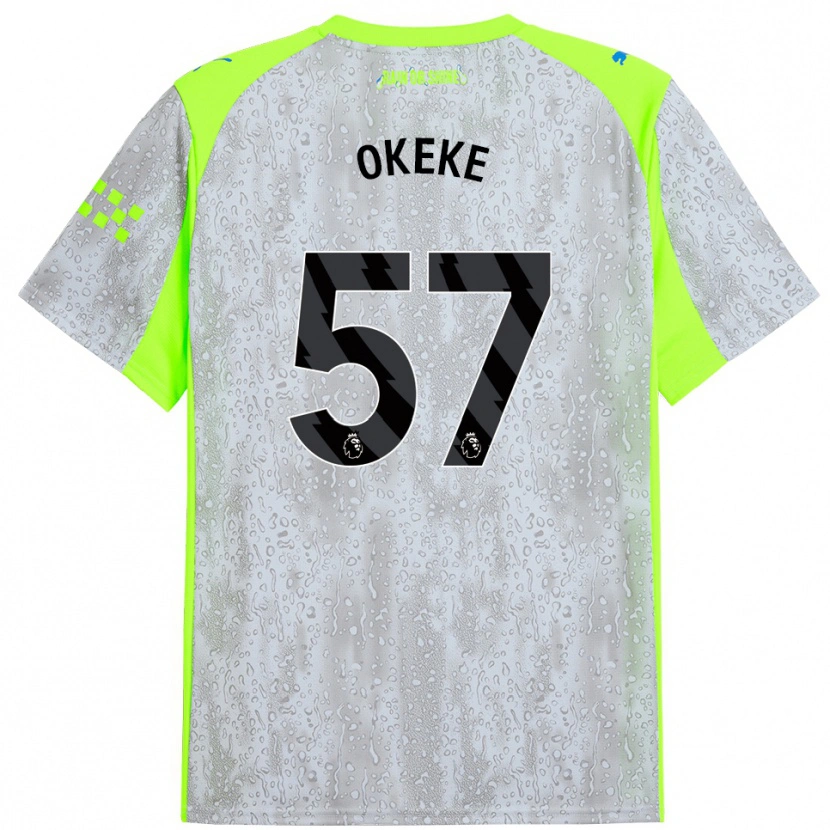 Danxen Dzieci Michael Okeke #57 Szaro-Żółty Trzeci Komplet Koszulka 2025/26 Koszulki Klubowe