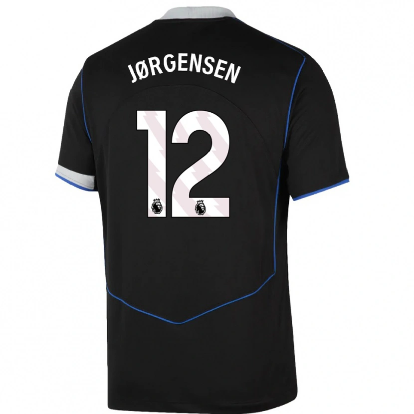 Danxen Dzieci Filip Jørgensen #12 Czarno-Niebiesko-Srebrny Trzeci Komplet Koszulka 2025/26 Koszulki Klubowe