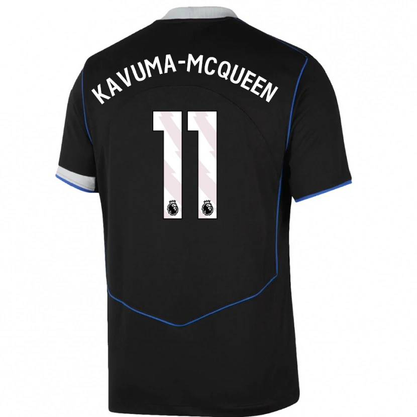 Danxen Dzieci Ryan Kavuma-Mcqueen #11 Czarno-Niebiesko-Srebrny Trzeci Komplet Koszulka 2025/26 Koszulki Klubowe
