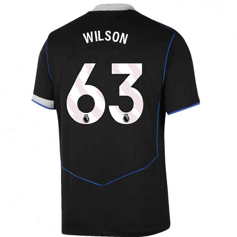 Danxen Dzieci Kaiden Wilson #63 Czarno-Niebiesko-Srebrny Trzeci Komplet Koszulka 2025/26 Koszulki Klubowe