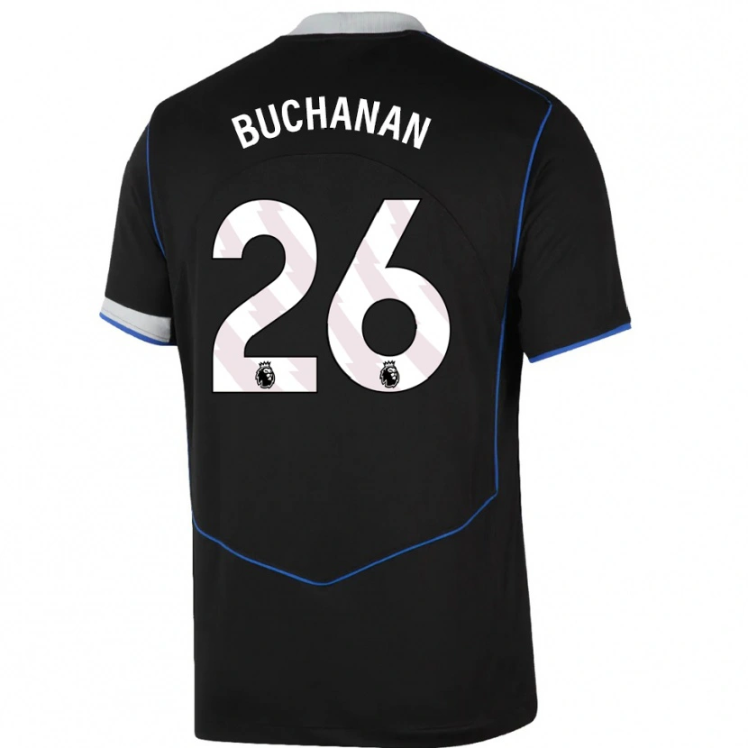 Danxen Dzieci Kadeisha Buchanan #26 Czarno-Niebiesko-Srebrny Trzeci Komplet Koszulka 2025/26 Koszulki Klubowe