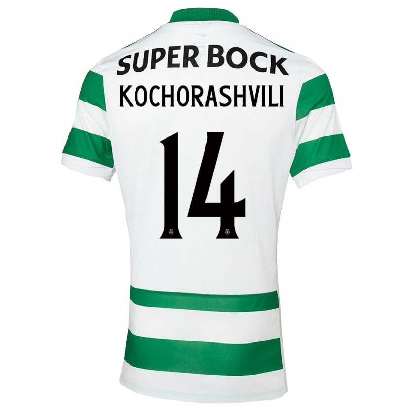 Danxen Męski Giorgi Kochorashvili #14 Zielono-Biały Domowa Koszulka 2025/26 Koszulki Klubowe